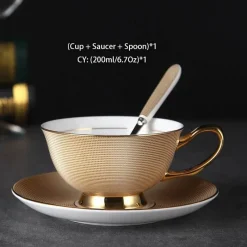 Feast u0026 Flair Küche & Esszimmer-Luxuriöses Teeservice aus Knochenporzellan mit Goldbesatz, Teekanne, Kaffeetassen und Milchkännchen