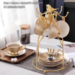 Feast u0026 Flair Küche & Esszimmer-Luxuriöses Teeservice aus Knochenporzellan mit Goldbesatz, Teekanne, Kaffeetassen und Milchkännchen