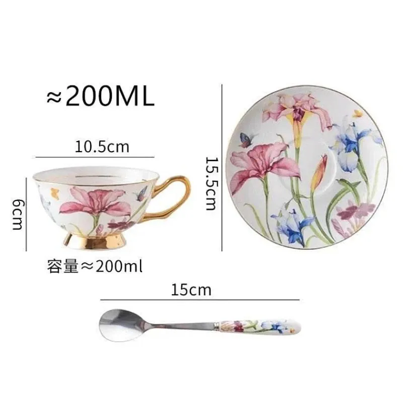 Plates u0026 More Küche & Esszimmer-Luxuriöses Teeservice aus Porzellan mit Löffel „Lily“ – elegante Tasse und Untertasse