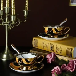 The Cozy Mug Küche & Esszimmer-Luxuriöses Teetassen-Set aus Bone China – Elegante Kaffeetassen im europäischen Stil