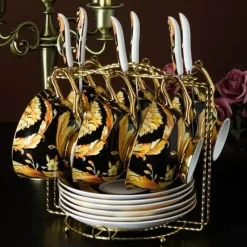 The Cozy Mug Küche & Esszimmer-Luxuriöses Teetassen-Set aus Bone China – Elegante Kaffeetassen im europäischen Stil