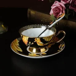 The Cozy Mug Küche & Esszimmer-Luxuriöses Teetassen-Set aus Bone China – Elegante Kaffeetassen im europäischen Stil