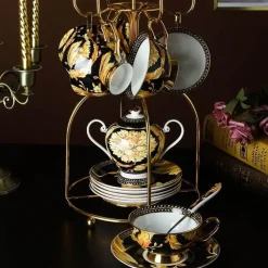 The Cozy Mug Küche & Esszimmer-Luxuriöses Teetassen-Set aus Bone China – Elegante Kaffeetassen im europäischen Stil