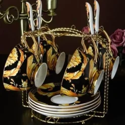 The Cozy Mug Küche & Esszimmer-Luxuriöses Teetassen-Set aus Bone China – Elegante Kaffeetassen im europäischen Stil