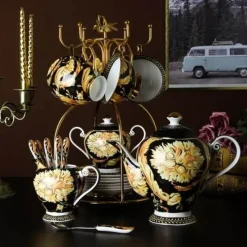 The Cozy Mug Küche & Esszimmer-Luxuriöses Teetassen-Set aus Bone China – Elegante Kaffeetassen im europäischen Stil