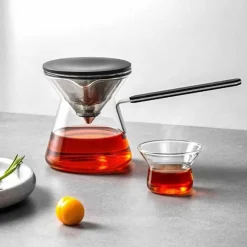 Brew Bliss Küche & Esszimmer-Magnetische Ein-Knopf-Teekanne – Easy Brew-Teekanne aus Glas