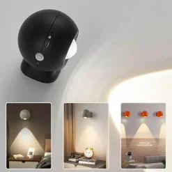 Timeless Touch Wohndeko|Beleuchtung-Magnetische wiederaufladbare Wandlampe - Einstellbares rotierendes Licht