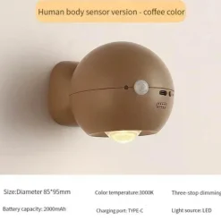 Timeless Touch Wohndeko|Beleuchtung-Magnetische wiederaufladbare Wandlampe - Einstellbares rotierendes Licht