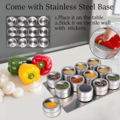 The Culinary Kit Küche & Esszimmer-Magnetisches Gewürzdosen-Set – Gewürzbehälter aus Edelstahl