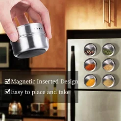 The Culinary Kit Küche & Esszimmer-Magnetisches Gewürzdosen-Set – Gewürzbehälter aus Edelstahl
