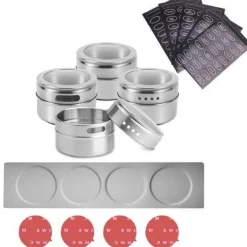 The Culinary Kit Küche & Esszimmer-Magnetisches Gewürzdosen-Set – Gewürzbehälter aus Edelstahl