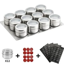 The Culinary Kit Küche & Esszimmer-Magnetisches Gewürzdosen-Set – Gewürzbehälter aus Edelstahl