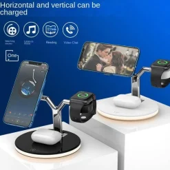 Bright Accents Beleuchtung-Magnetisches kabelloses 3-in-1-Telefonladegerät - Schnellladestation