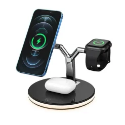Bright Accents Beleuchtung-Magnetisches kabelloses 3-in-1-Telefonladegerät - Schnellladestation