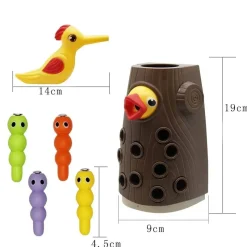 The Decor Haven Babyspielzeug-Magnetisches Spechtspielzeug – lustiges Wurmfangspiel für Kinder