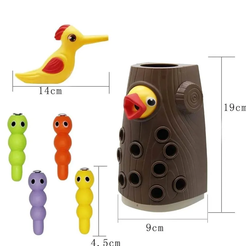 The Decor Haven Babyspielzeug-Magnetisches Spechtspielzeug – lustiges Wurmfangspiel für Kinder
