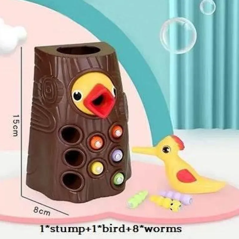The Decor Haven Babyspielzeug-Magnetisches Spechtspielzeug – lustiges Wurmfangspiel für Kinder
