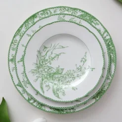 Elegance at the Table Küche & Esszimmer-Maiglöckchen-Porzellanteller - Medieval Green Tableware Collection