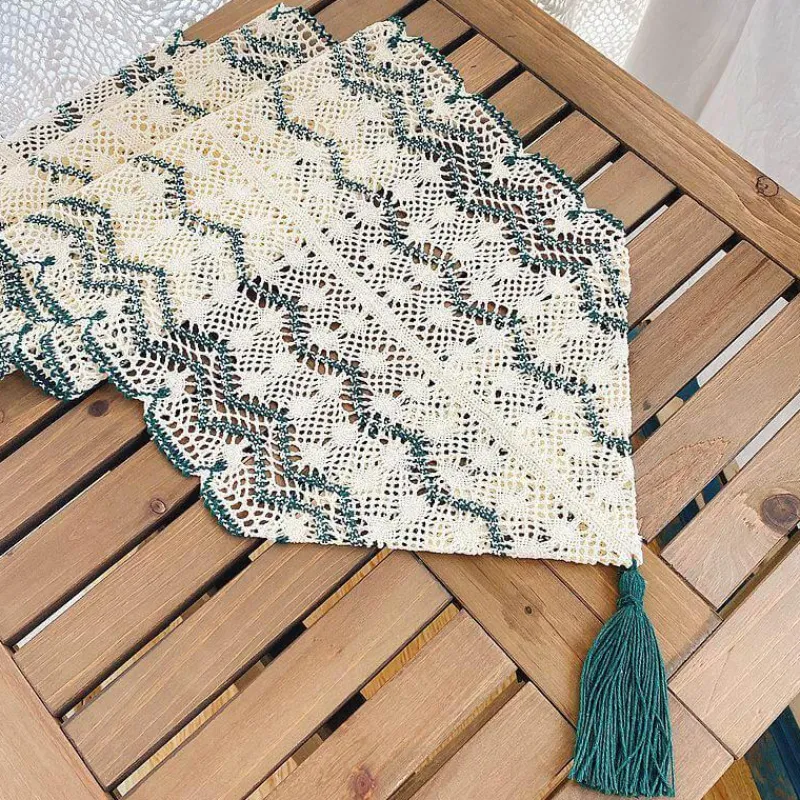 Fine Table Threads Küche & Esszimmer-Makramee-Tischläufer – Wellenhohl-Design, dekorativer Akzent