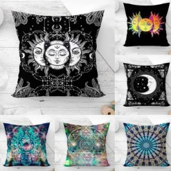 The Cushion Corner Bettzeug-Mandala Mond Kissenbezug - Dekorativer Kissenbezug aus Polyester