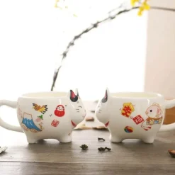 Feast u0026 Flair Küche & Esszimmer-Maneki Neko Teeservice – Lucky Cat Porzellan Teekanne Tasse