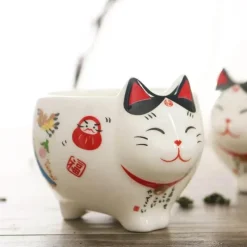 Feast u0026 Flair Küche & Esszimmer-Maneki Neko Teeservice – Lucky Cat Porzellan Teekanne Tasse