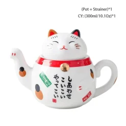 Feast u0026 Flair Küche & Esszimmer-Maneki Neko Teeservice – Lucky Cat Porzellan Teekanne Tasse