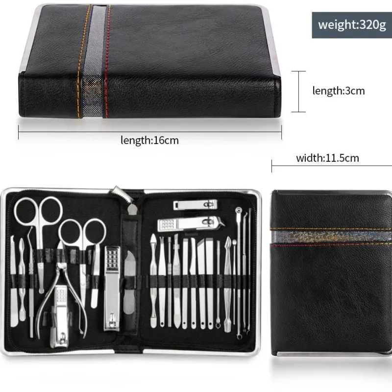 PureGlow Männerpflege|Frauenpflege-Maniküre-Set aus Edelstahl – Leicht zu tragendes All-in-One-Nagelpflegeset