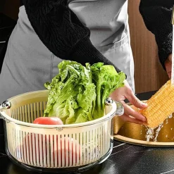 Space Savvy Küche & Esszimmer-Manuelle Gemüse-Salatschleuder - Effizienter Abtropfkorb
