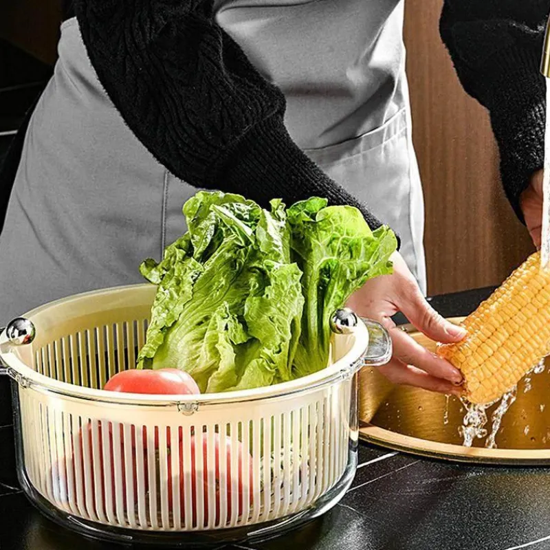 Space Savvy Küche & Esszimmer-Manuelle Gemüse-Salatschleuder - Effizienter Abtropfkorb