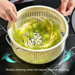 Space Savvy Küche & Esszimmer-Manuelle Gemüse-Salatschleuder - Effizienter Abtropfkorb