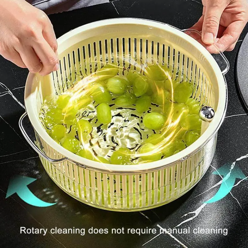 Space Savvy Küche & Esszimmer-Manuelle Gemüse-Salatschleuder - Effizienter Abtropfkorb