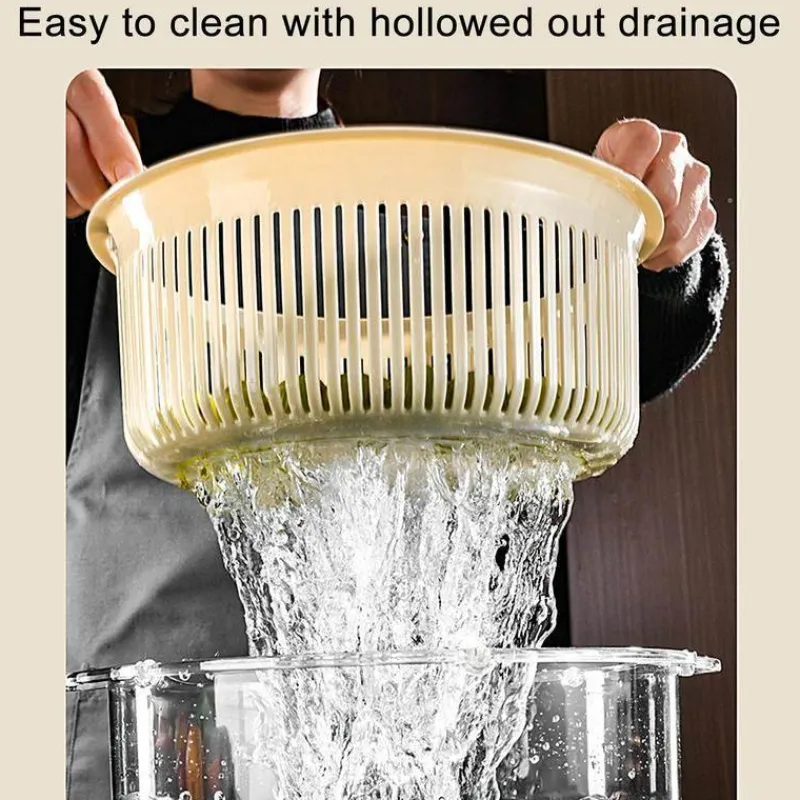 Space Savvy Küche & Esszimmer-Manuelle Gemüse-Salatschleuder - Effizienter Abtropfkorb