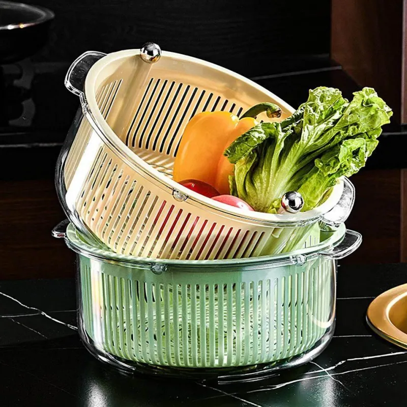 Space Savvy Küche & Esszimmer-Manuelle Gemüse-Salatschleuder - Effizienter Abtropfkorb