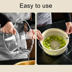 Space Savvy Küche & Esszimmer-Manuelle Gemüse-Salatschleuder - Effizienter Abtropfkorb