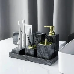 Aqua Essence Badezimmer-Marble Bathroom Accessories Set - Elegant Home Decor