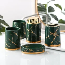 Serene Splash Badezimmer-Marble Bathroom Accessory Set - Modern Stylish Decor