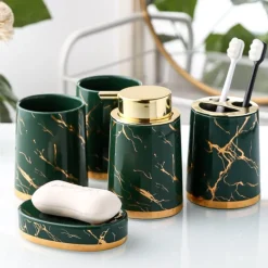 Serene Splash Badezimmer-Marble Bathroom Accessory Set - Modern Stylish Decor