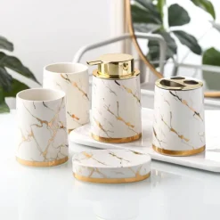 Serene Splash Badezimmer-Marble Bathroom Accessory Set - Modern Stylish Decor