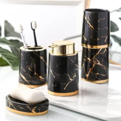 Serene Splash Badezimmer-Marble Bathroom Accessory Set - Modern Stylish Decor