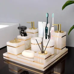 Aqua Essence Badezimmer-Marble Bathroom Set - Elegant Natural Decor Accessories