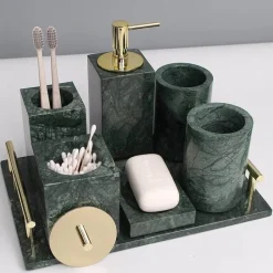 Serene Splash Badezimmer-Marble Bathroom Set - Modern Stylish Accessories for Elegant Decor