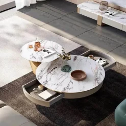 Willow u0026 Whim Möbel-Marble Coffee Table Set - Modern Chic Stone Design
