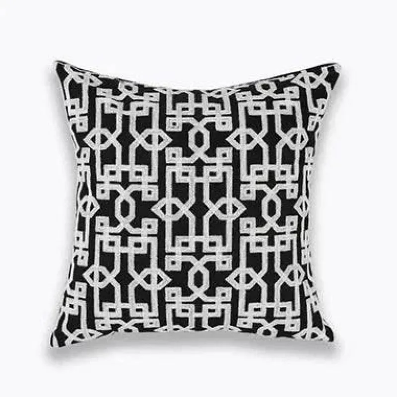 Pillow Haven Bettzeug-Marineblauer weißer Vierpass-Kissenbezug – 45 x 45 cm, bestickter Kissenbezug