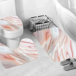 Aqua Essence Badezimmer-Marmor-Duschvorhang-Set – Stilvolles Badezimmerdekor