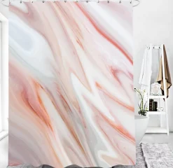 Aqua Essence Badezimmer-Marmor-Duschvorhang-Set – Stilvolles Badezimmerdekor