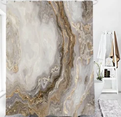 Aqua Essence Badezimmer-Marmor-Duschvorhang-Set – Stilvolles Badezimmerdekor