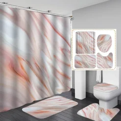 Aqua Essence Badezimmer-Marmor-Duschvorhang-Set – Stilvolles Badezimmerdekor