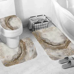 Aqua Essence Badezimmer-Marmor-Duschvorhang-Set – Stilvolles Badezimmerdekor