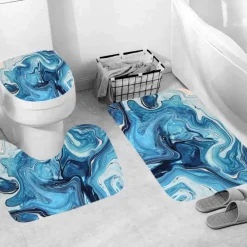 Aqua Essence Badezimmer-Marmor-Duschvorhang-Set – Stilvolles Badezimmerdekor